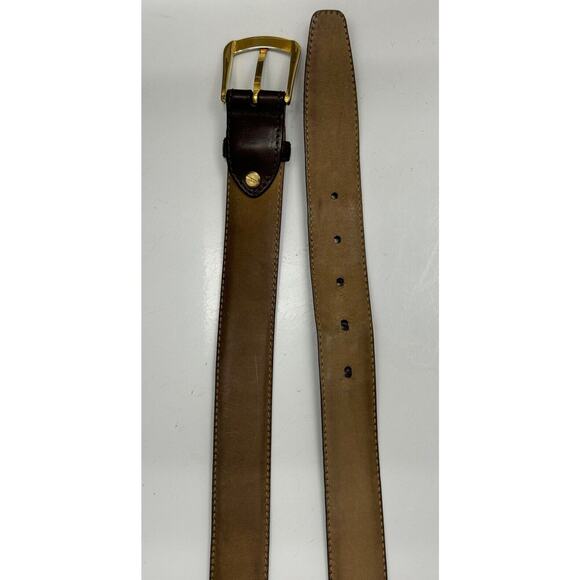 RARE Brioni Brown Leather Blue Quilted Denim Belt Solid Brass Buckle Sz 100 / 40 - Picture 6 of 12